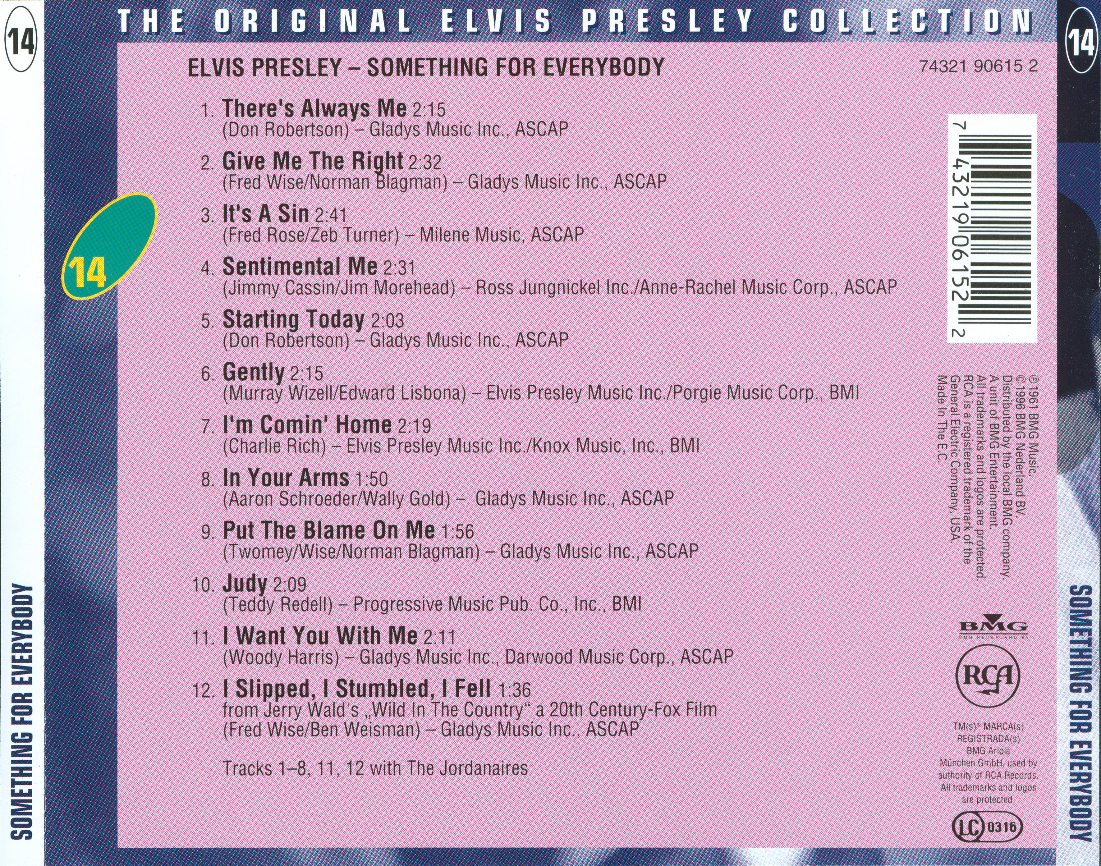 Elvis Presley  The Original Elvis Presley Collection 14; Something For Everybody : Back